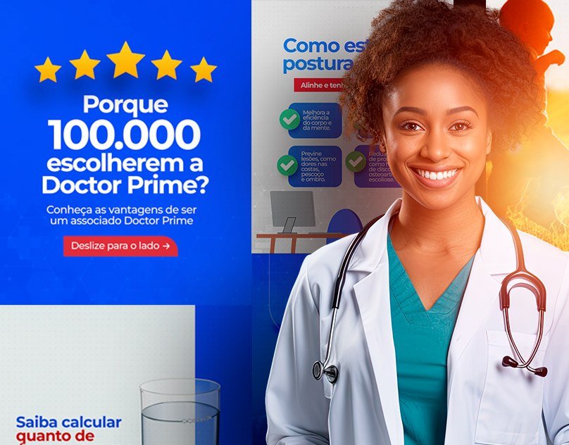 Case Convênio Doctor Prime — peças de design de Vicky